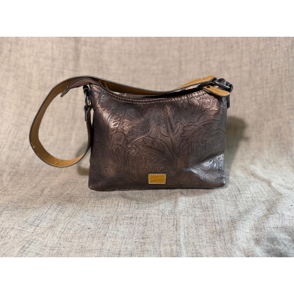 Tony Lama Brown Embossed Floral Crossbody Bag Western Tooled Shoulder Purse - Picture 2 of 14